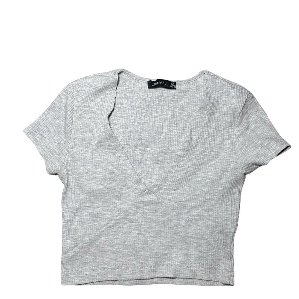Bershka Women's Grey Crop-top